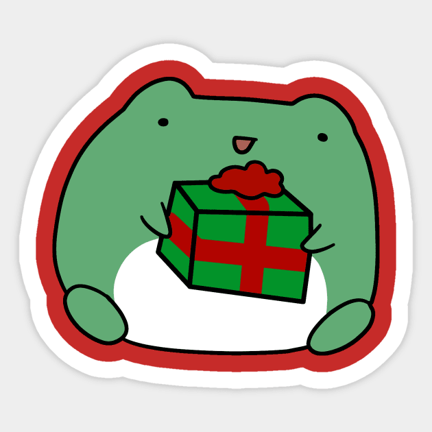 Frog Holding a Gift Sticker by saradaboru